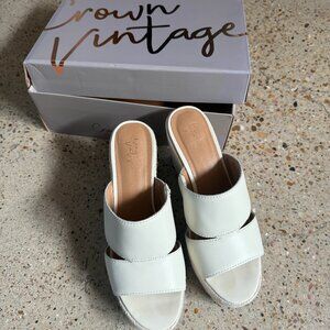 Crown Vintage Wide Strap Slip On Wedges
